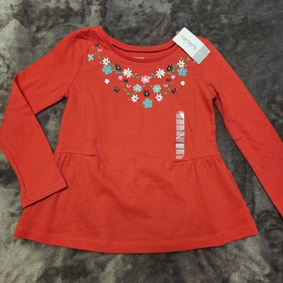 Carter's Other - Carter's Girl'sLong Sleeve Peplum Top with Floral Pattern, Size: 5